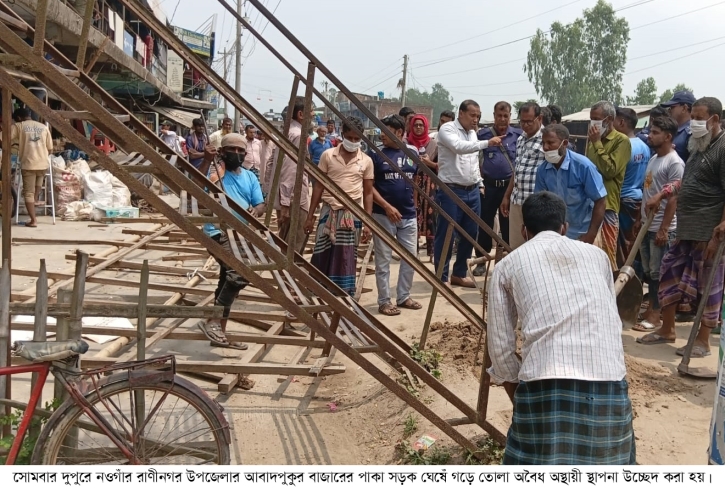 রাণীনগরে শতাধীক অবৈধ স্থাপনা উচ্ছেদ